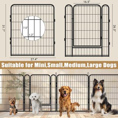 Show full view: Yafylly 31.7-in Heavy Duty Metal Dog Playpen, Black, Black, 6-panel slide 4 of 5