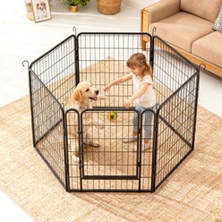 Yafylly 31.7-in Heavy Duty Metal Dog Playpen, Black, Black, 6-panel