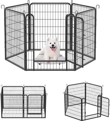 Show full view: Yafylly 31.7-in Heavy Duty Metal Dog Playpen, Black, Black, 6-panel slide 2 of 5