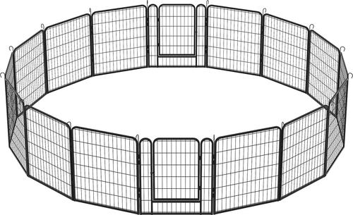 Show full view: Yafylly 31.7-in Heavy Duty Metal Dog Playpen, Black, Black, 16-panel slide 3 of 5