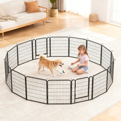 Yafylly 39.37-in Heavy Duty Metal Dog Playpen, Black, 16-panel