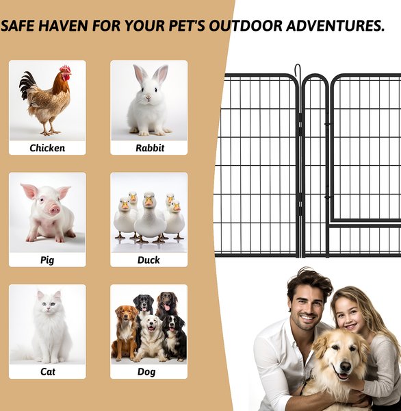 Show full view: Yafylly 39.37-in Heavy Duty Metal Dog Playpen, Black, Black, 6-panel slide 5 of 5