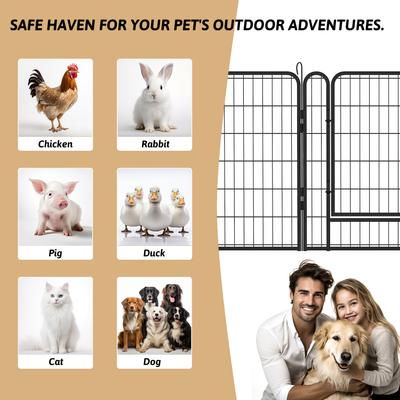 Show full view: Yafylly 39.37-in Heavy Duty Metal Dog Playpen, Black, Black, 6-panel slide 6 of 6