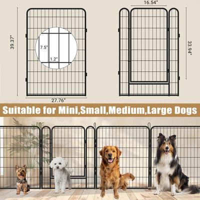 Show full view: Yafylly 39.37-in Heavy Duty Metal Dog Playpen, Black, Black, 6-panel slide 5 of 6