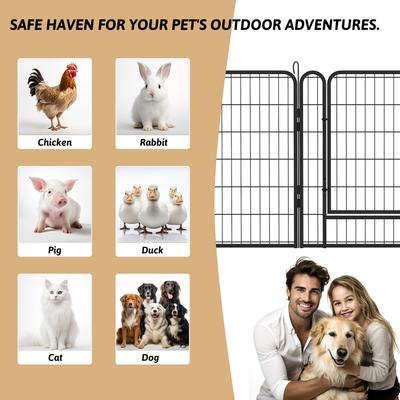 Show full view: Yafylly 39.37-in Heavy Duty Metal Dog Playpen, Black, 16-panel slide 6 of 6