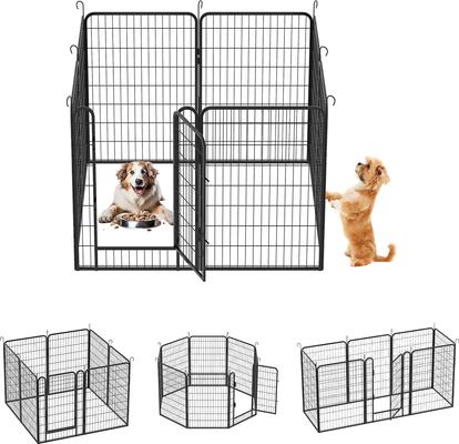 Show full view: Yafylly 39.37-in Heavy Duty Metal Dog Playpen, Black, Black, 8-panel slide 2 of 5