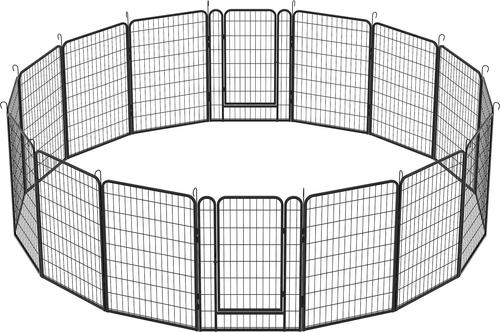 Show full view: Yafylly 39.37-in Heavy Duty Metal Dog Playpen, Black, 16-panel slide 4 of 6