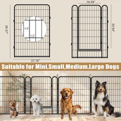 Show full view: Yafylly 39.37-in Heavy Duty Metal Dog Playpen, Black, 16-panel slide 5 of 6