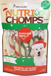 Nutri Chomps 4.5-inch Real Mint Flavored Candy Cane Shaped Hard Chew Dog Treats, 6 count