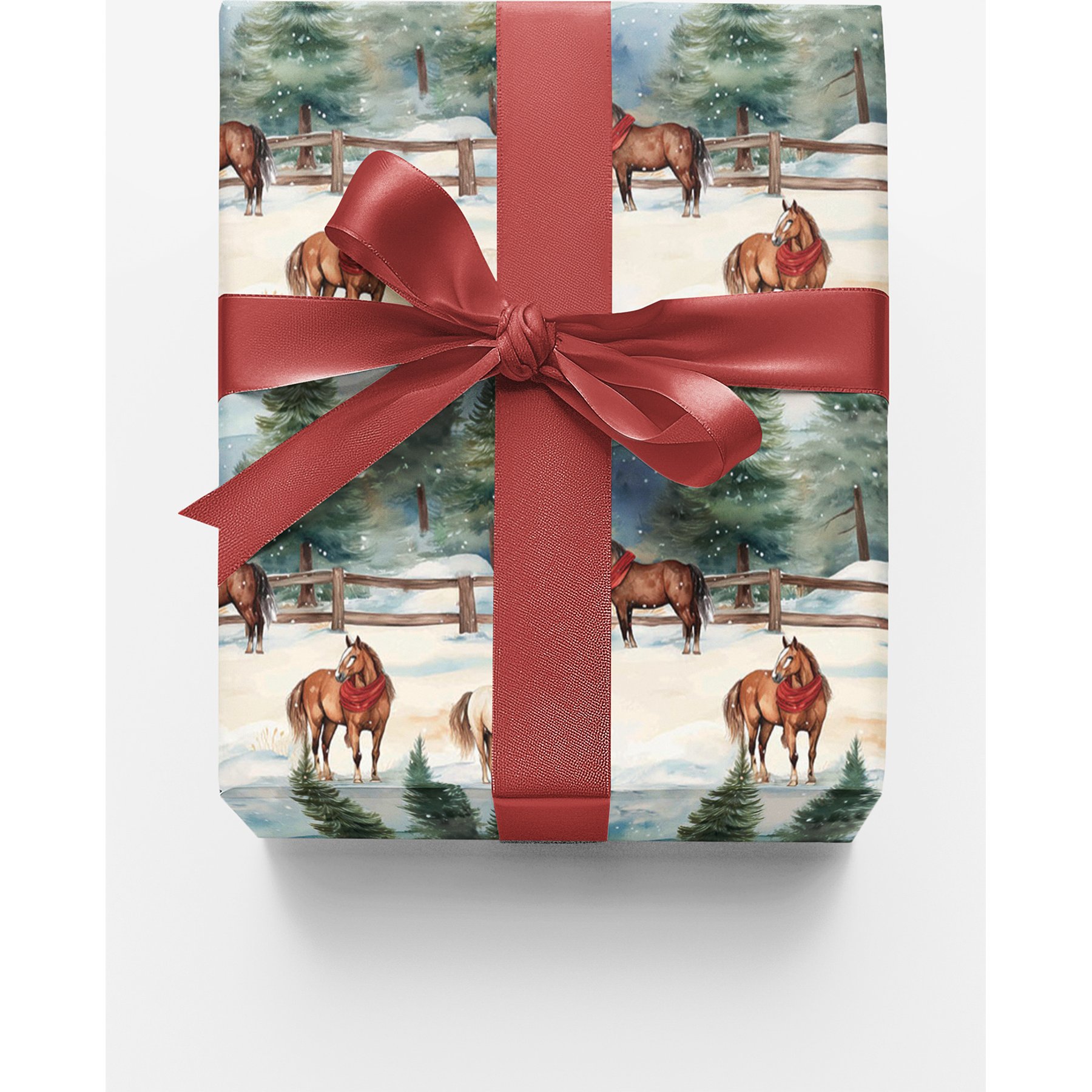 London Penny Evergreen Equestrian Wrapping Paper, Glossy, 15-ft roll