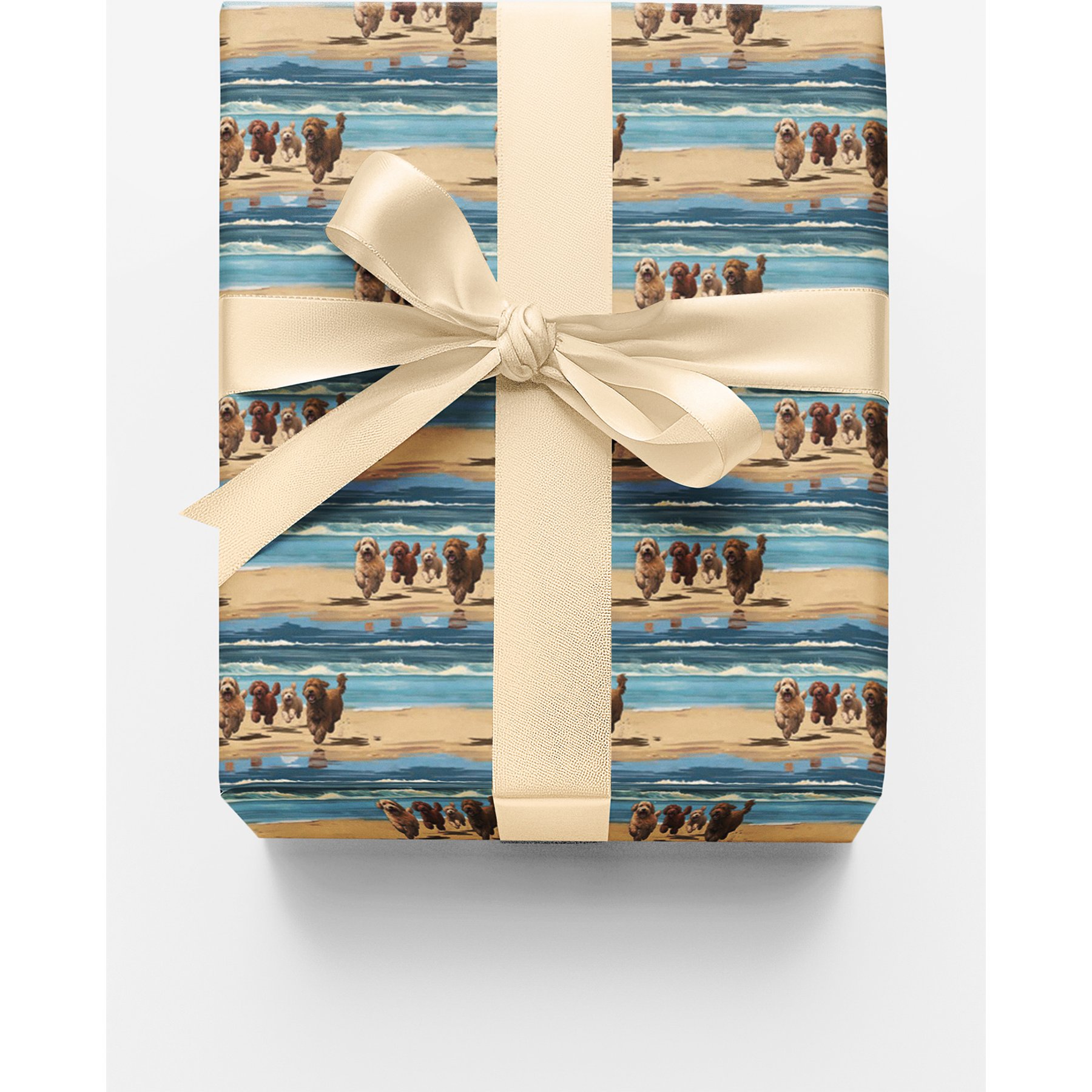 London Penny Seaside Doodle Dash Wrapping Paper, Glossy, 6-ft roll