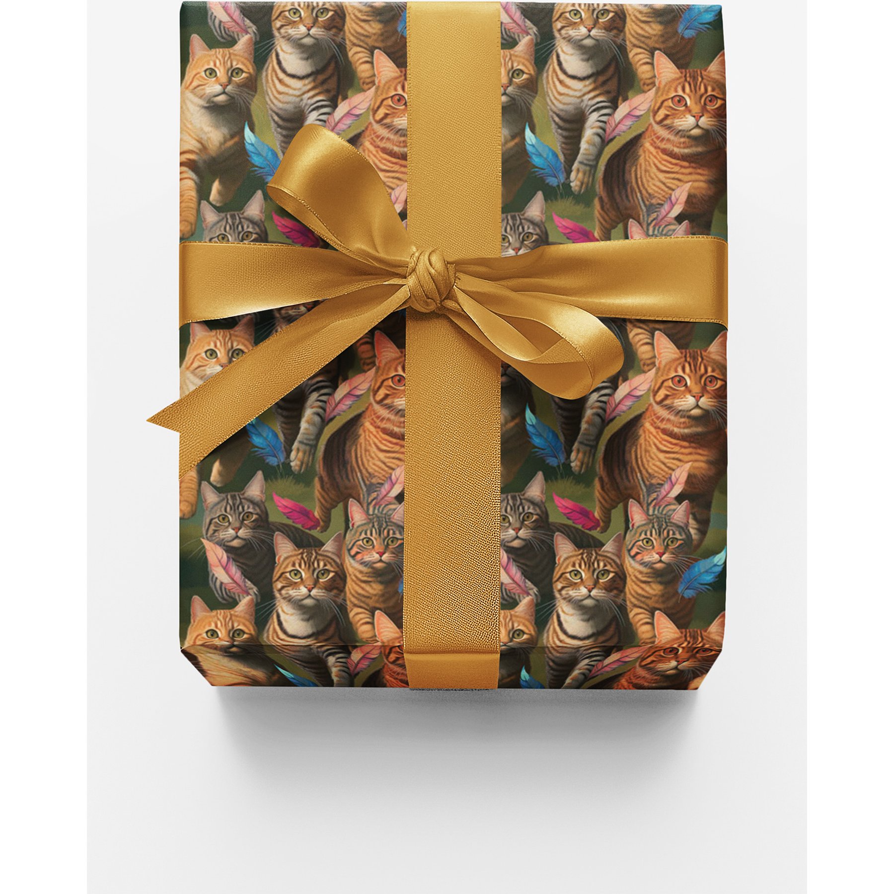 London Penny Tabby Cat Chasing Wrapping Paper, Matte, 6-ft roll