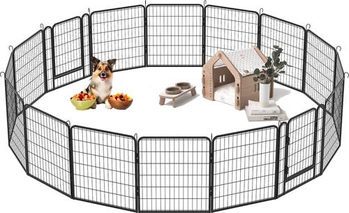 Show full view: Yafylly 31.7-in Heavy Duty Metal Dog Playpen, Black, Black, 16-panel slide 2 of 5
