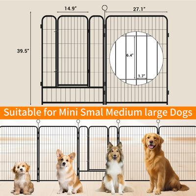 Show full view: Yafylly 16 Panel Indoor/Outdoor Heavy Duty Metal Dog Playpen, Black slide 4 of 5