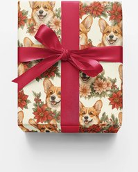London Penny A Very Merry Corgi Christmas Wrapping Paper, Matte, 6-ft roll