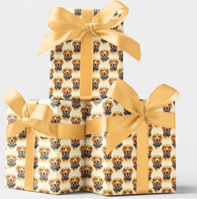 Show full view: London Penny Golden Groom Wrapping Paper, Matte, 15-ft roll slide 3 of 4