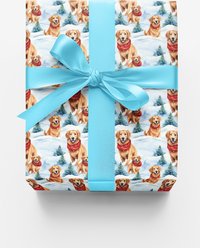 London Penny Snowbound Goldens Wrapping Paper, Glossy, 6-ft roll