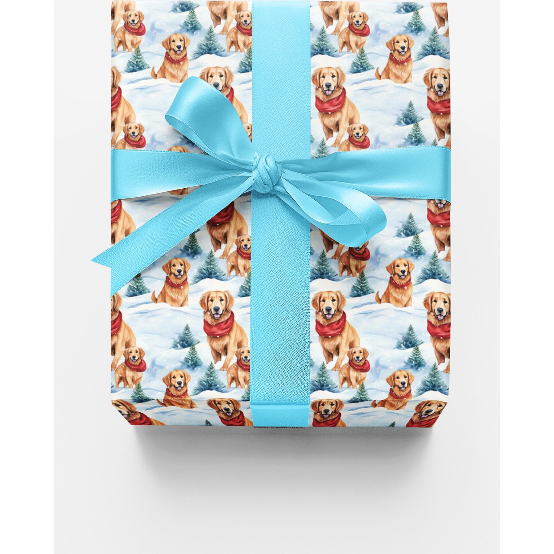 London Penny Snowbound Goldens Wrapping Paper, Matte, 6-ft roll