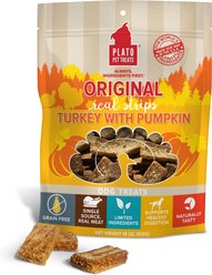 Plato Original Real Strips Turkey & Pumpkin Recipe Grain-Free Dog Treats, 18-oz bag