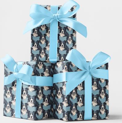 Show full view: London Penny The Border Collie Look Wrapping Paper, Glossy, 6-ft roll slide 3 of 4