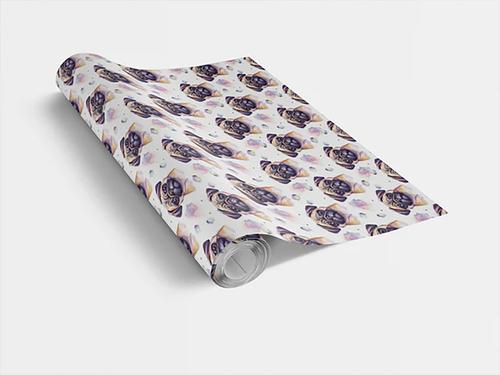 Show full view: London Penny Pugs & Hugs Wrapping Paper, Glossy, 6-ft roll slide 3 of 5