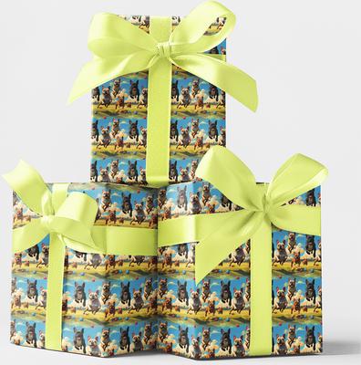 Show full view: London Penny Frenchie Trot Wrapping Paper, Glossy, 6-ft roll slide 3 of 4