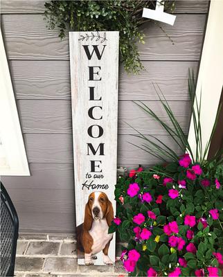 Show full view: E&S PETS Basset Wooden Welcome Sign slide 4 of 6