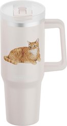 E&S PETS Yellow Tabby Stainless Steel Tumbler, 40-oz, Pink