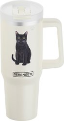E&S PETS Black Cat Stainless Steel Tumbler, 40-oz, Ivory