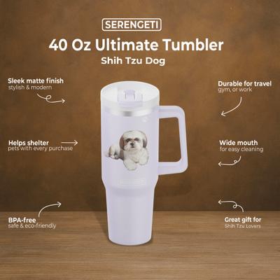Show full view: E&S PETS Tan Shih Tzu Stainless Steel Tumbler, 40-oz, Purple slide 4 of 6