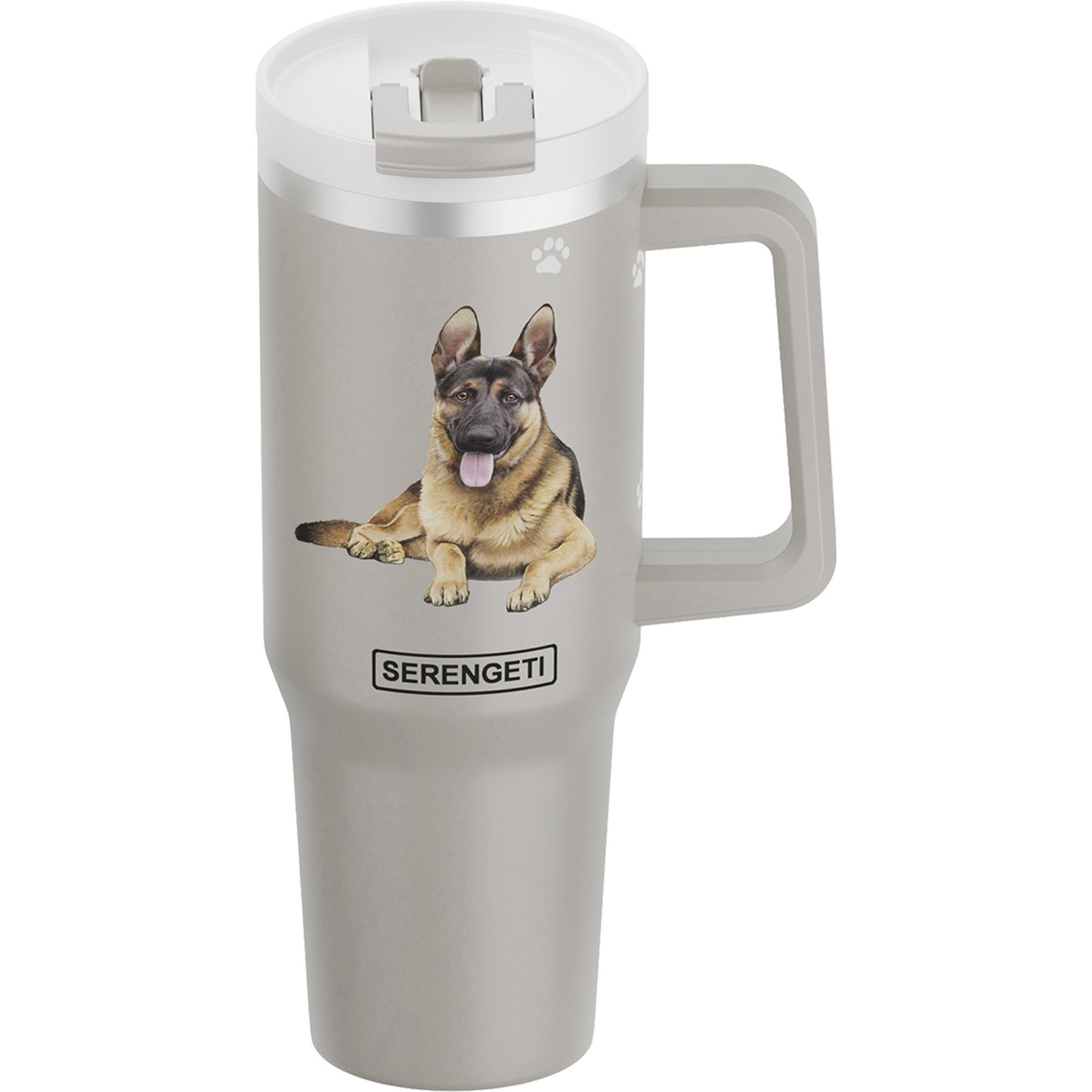 E&S PETS German Shepherd Stainless Steel Tumbler, 40-oz, Gray