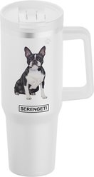 E&S PETS Boston Terrier Stainless Steel Tumbler, 40-oz, White