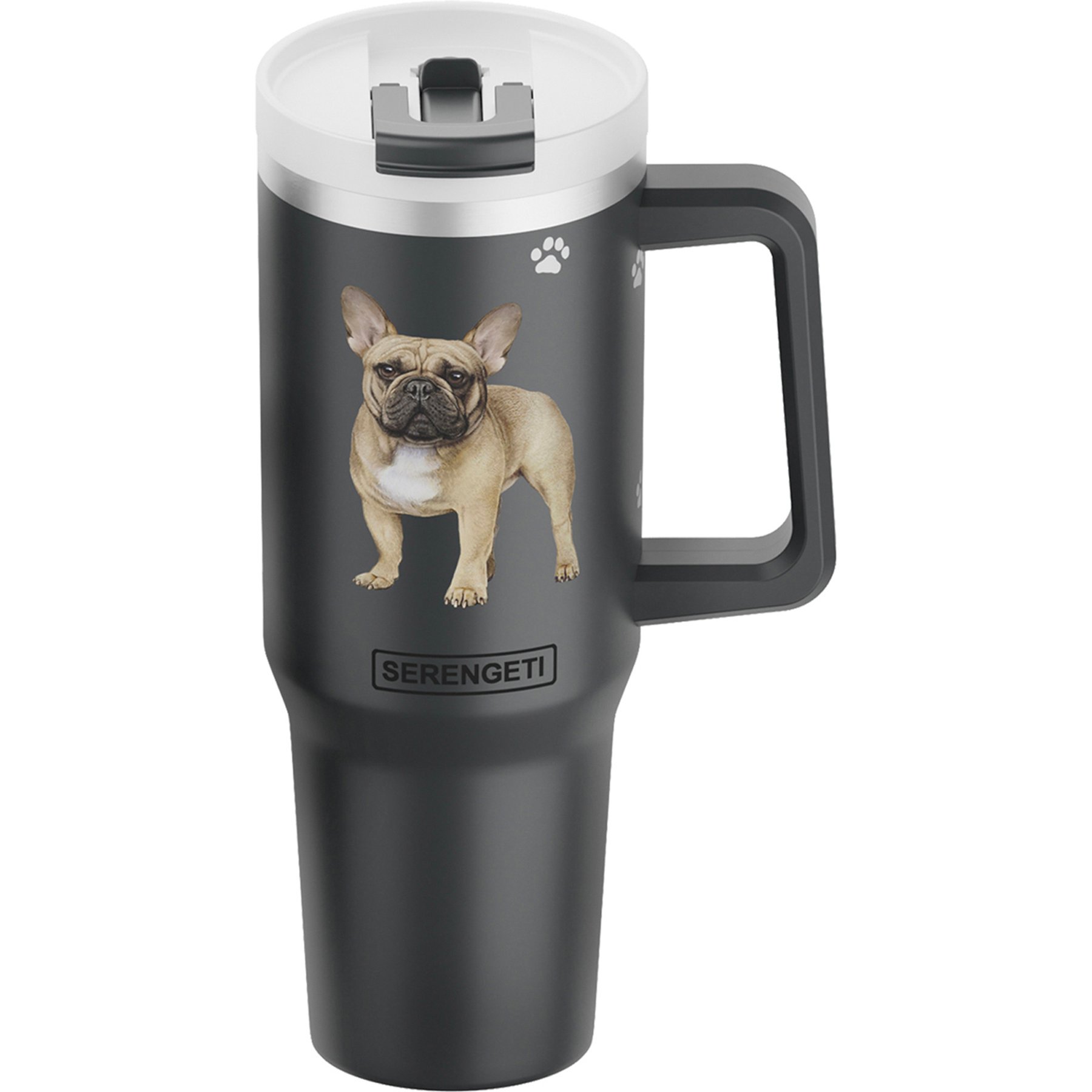 E&S PETS French Bulldog Stainless Steel Tumbler, 40-oz, Purple