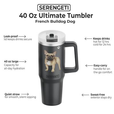 Show full view: E&S PETS French Bulldog Stainless Steel Tumbler, 40-oz, Purple slide 2 of 6