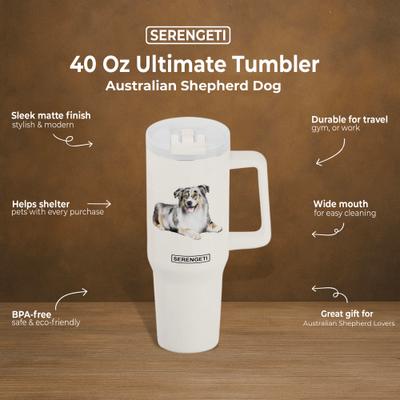 Show full view: E&S PETS Australian Shepherd Stainless Steel Tumbler, 40-oz, Ivory slide 4 of 6