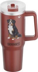 E&S PETS Bernese Mt. Dog Stainless Steel Tumbler, 40-oz, Red