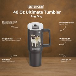 E&S PETS Pug Stainless Steel Tumbler, 40-oz, Gray slide 2 of 5