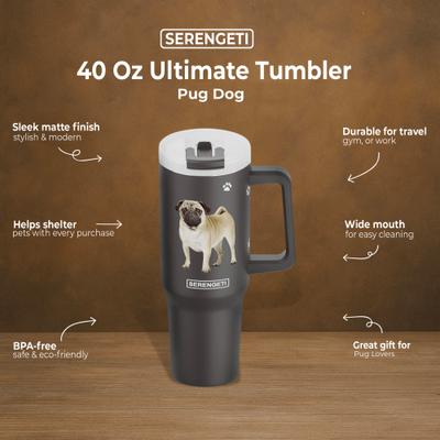 Show full view: E&S PETS Pug Stainless Steel Tumbler, 40-oz, Gray slide 4 of 6