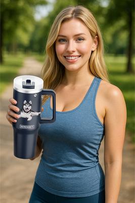 Show full view: E&S PETS Siberian Husky Stainless Steel Tumbler, 40-oz, Blue slide 3 of 6