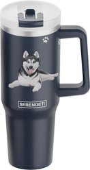 E&S PETS Siberian Husky Stainless Steel Tumbler, 40-oz, Blue