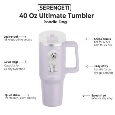 Show full view: E&S PETS Poodle Stainless Steel Tumbler, 40-oz, Purple slide 2 of 6