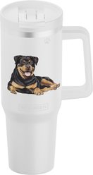 E&S PETS Rottweiler Stainless Steel Tumbler, 40-oz, Ivory