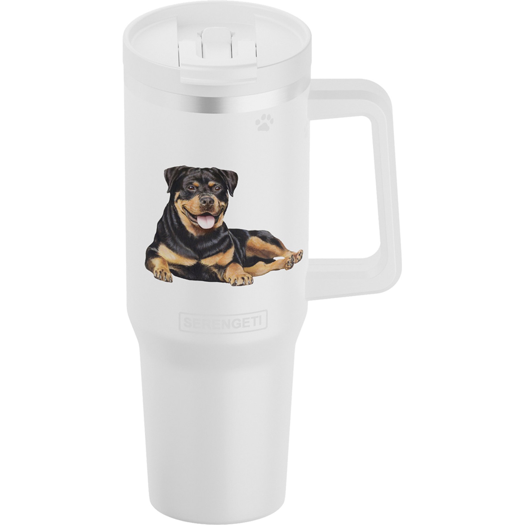 E&S PETS Rottweiler Stainless Steel Tumbler, 40-oz, Ivory