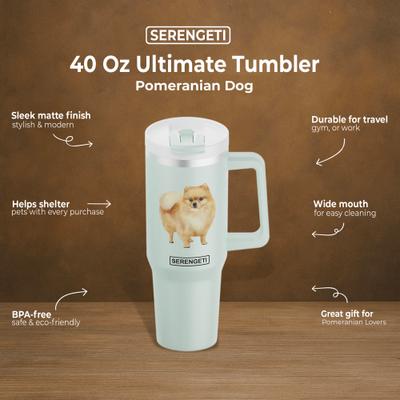Show full view: E&S PETS Pomeranian Stainless Steel Tumbler, 40-oz, Steel slide 4 of 6