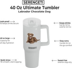 E&S PETS Chocolate Labrador Stainless Steel Tumbler, 40-oz, Gray slide 2 of 5
