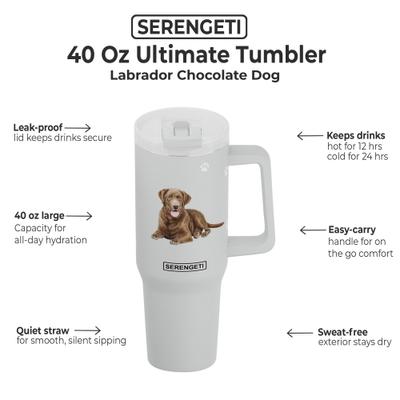 Show full view: E&S PETS Chocolate Labrador Stainless Steel Tumbler, 40-oz, Gray slide 2 of 6