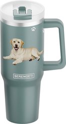 E&S PETS Yellow Labrador Stainless Steel Tumbler, 40-oz, Green