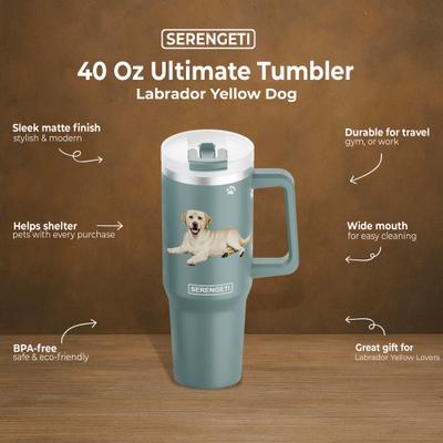 Show full view: E&S PETS Yellow Labrador Stainless Steel Tumbler, 40-oz, Green slide 4 of 6