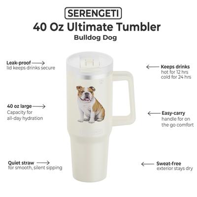 Show full view: E&S PETS Bulldog Stainless Steel Tumbler, 40-oz, Ivory slide 2 of 6