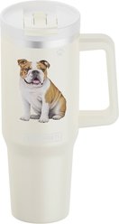 E&S PETS Bulldog Stainless Steel Tumbler, 40-oz, Ivory